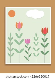 Botanische Wandkunst-Vektorgrafik. Minimale und natürliche Wandkunst. Boho-Malerei mit abstrakten Formen. Abstraktes Pflanzendesign für Druck, Tapete und Cover. Moderne Vektorgrafik