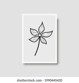 Botanical wall art vector print. Floral and Foliage line art drawing with abstract shape. Abstract Plant Art design for print, cover, wallpaper, Minimal and natural wall art. Vector illustration