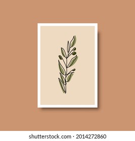 Botanical wall art vector print. Floral and Foliage line art drawing with abstract shape. Abstract Plant Art design for print, cover, wallpaper, Minimal and natural wall art. Vector illustration