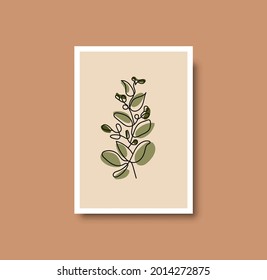 Botanical wall art vector print. Floral and Foliage line art drawing with abstract shape. Abstract Plant Art design for print, cover, wallpaper, Minimal and natural wall art. Vector illustration