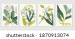 
Botanical wall art vector set. Water color boho foliage line art drawing with  abstract shape.  Abstract Plant Art design for print, cover, wallpaper, Minimal and  natural wall art.