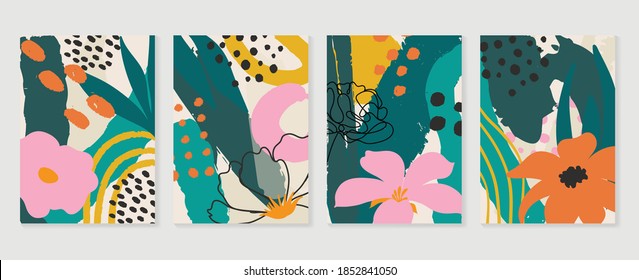 Botanical Wall Art Vector Set Abstract Stock Vector (Royalty Free ...