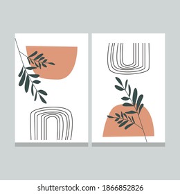 Botanical wall art vector set. Abstract Plant Art design for print, cover, wallpaper. Minimal and natural wall art. Vector illustration in bogo style