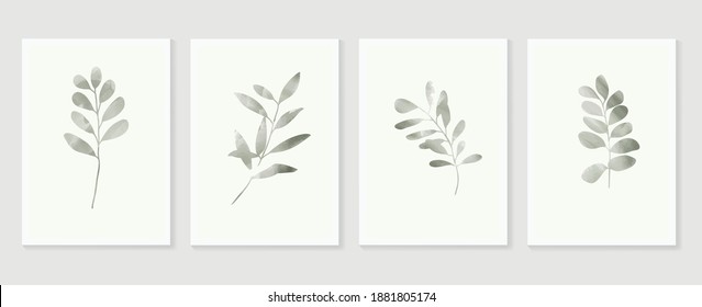 Botanical wall art vector set. Earth tone boho foliage line art drawing with  abstract shape.  Abstract Plant Art design for wall framed prints, canvas prints, poster, home decor, cover, wallpaper. - Shutterstock ID 1881805174
