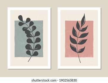 Botanical wall art vector set. Abstract pattern of  branches for collages, posters, covers, ideal for wall decoration. Vector.