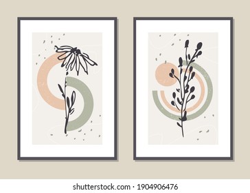 Botanical Wall Art Vector Set Abstract Stock Vector (Royalty Free ...