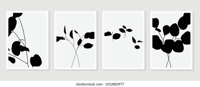 Botanical Wall Art Vector Set Foliage Stock Vector (royalty Free 