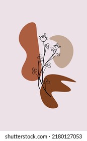 Botanical wall art vector set. boho Foliage line art drawing with abstract shape. Abstract Plant Art design for print, cover, wallpaper, Minimal and natural wall art.