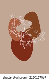 Botanical wall art vector set. boho Foliage line art drawing with abstract shape. Abstract Plant Art design for print, cover, wallpaper, Minimal and natural wall art.