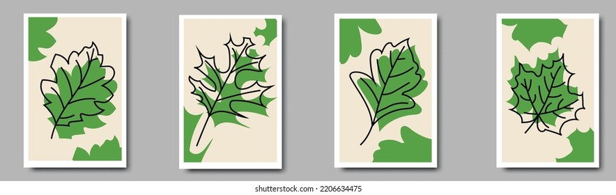 Conjunto de vectores de arte mural botánico.