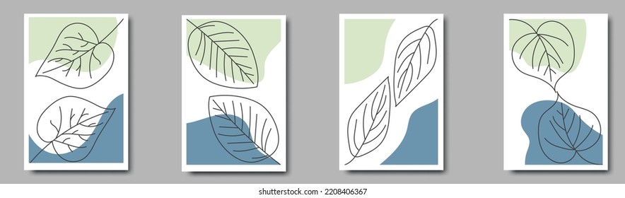 Conjunto de vectores de arte mural botánico.