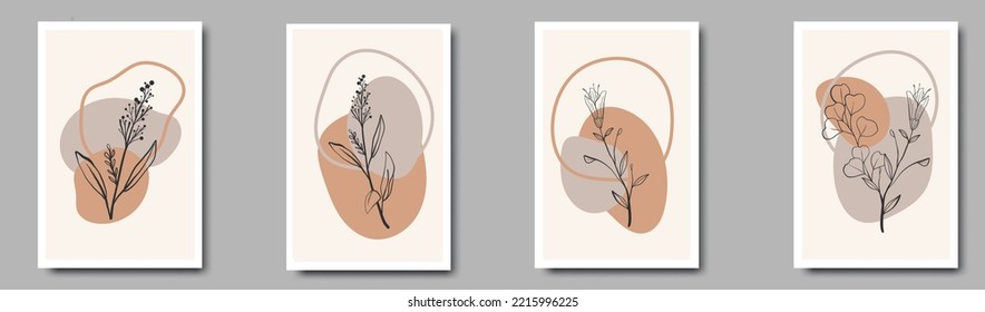 Botanical wall art vector set.