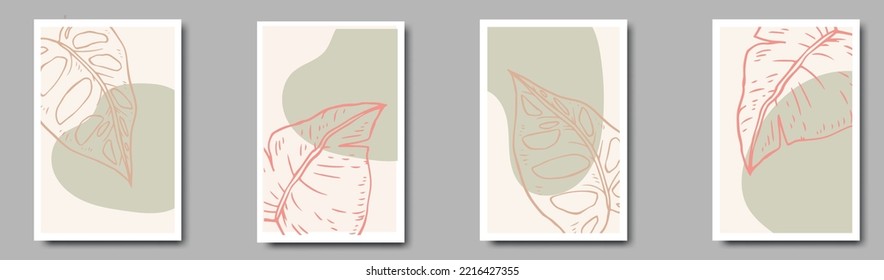 Conjunto de vectores de arte mural botánico. 
