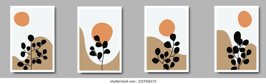 Botanical wall art vector set. Art design for print, cover, wallpaper. 