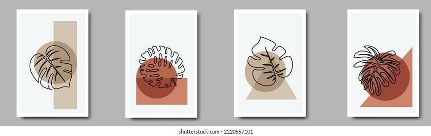 Botanical wall art vector set.