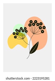 Botanical wall art vector set. Foliage line art drawing with abstract shape. Abstract Plant Art design for print, cover, wallpaper, Minimal and natural wall art. Vector illustration.