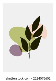 Botanical wall art vector set. Foliage line art drawing with abstract shape. Abstract Plant Art design for print, cover, wallpaper, Minimal and natural wall art. Vector illustration.