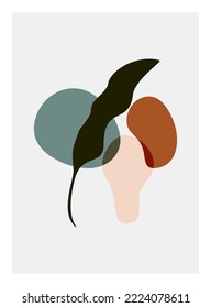 Botanical wall art vector set. Foliage line art drawing with abstract shape. Abstract Plant Art design for print, cover, wallpaper, Minimal and natural wall art. Vector illustration.