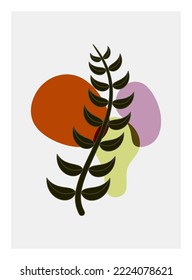 Botanische Wandkunst, Vektorset. Kunstzeichnung der Blattlinie mit abstrakter Form. Abstraktes Pflanzendesign für Druck, Deckel, Tapeten, Minimale und natürliche Wandkunst. Vektorgrafik.