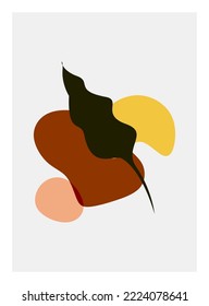 Botanical wall art vector set. Foliage line art drawing with abstract shape. Abstract Plant Art design for print, cover, wallpaper, Minimal and natural wall art. Vector illustration.
