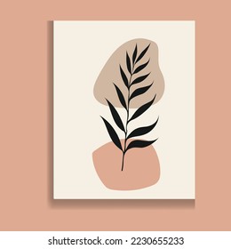 Botanical wall art vector set. Golden foliage line art drawing with watercolor. Abstract Plant Art design for wall framed prints, canvas prints, poster, home decorator, cover, wallpaper.