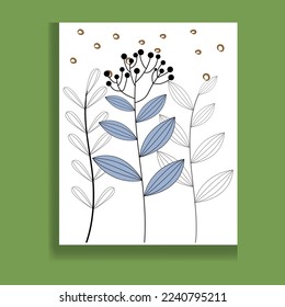 Botanical wall art vector set. Watercolor boho foliage line art drawing with abstract shapes. Abstract Plant Art design for print, cover, wallpaper, and Minimal and natural wall art.
