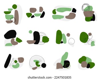 Botanical wall art vector set with nature theme, green color, suitable for wall decoration