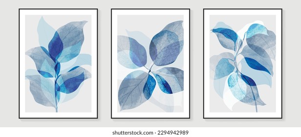 Botanical wall art vector set. Water color boho foliage line art drawing with abstract shape. Abstract Plant Art design for print, cover, wallpaper, Minimal and natural wall art. 