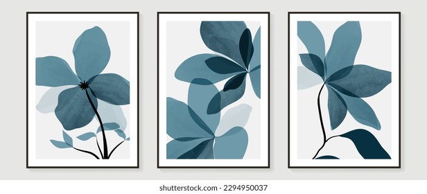 Botanical wall art vector set. Water color boho foliage line art drawing with abstract shape. Abstract Plant Art design for print, cover, wallpaper, Minimal and natural wall art. 