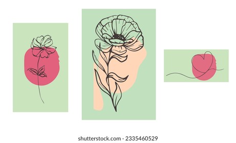 Botanical wall art vector set, natural shapes poster set in mid century style. Modern illustration, neutral colors. Bohemian exotic leaves. Mid Century Modern foliage design. Twigs illustration