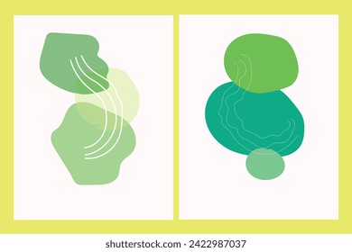 Botanical wall art vector set. Floral and Foliage line art drawing with abstract shape. Abstract Plant Art design for print, cover, wallpaper, Minimal and natural wall art. Vector illustration.