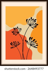 Botanical wall art vector set. Foliage line art drawing with abstract shape. Abstract Plant Art design for print, cover, wallpaper, Minimal and natural wall art. Vector illustration.
