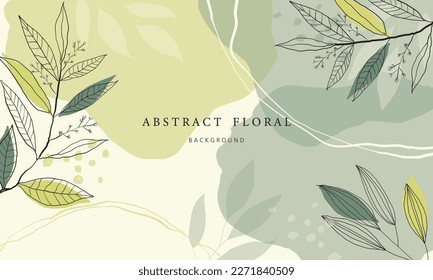 Botanical wall art vector. Water color boho foliage line art drawing with abstract shape. Abstract Plant Art design for print, cover, wallpaper, Minimal and natural wall art.