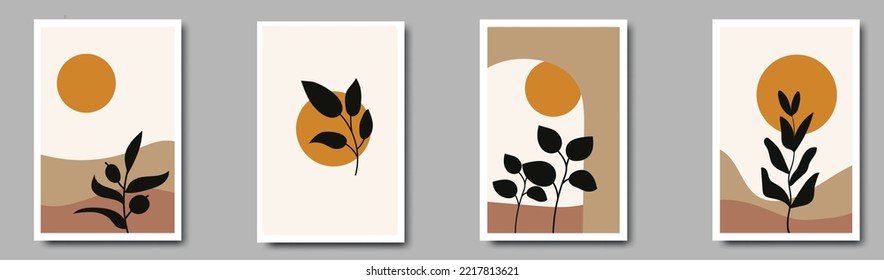Botanical wall arts vector collection.