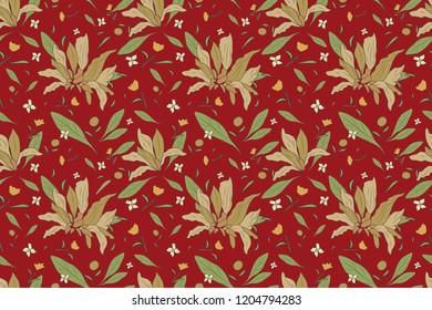 Botanical wallpaper Red