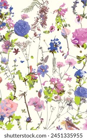 botanical wallpaper seamless pattern. Floral abstract print. Artistic seamless pattern. Fashionable template for design