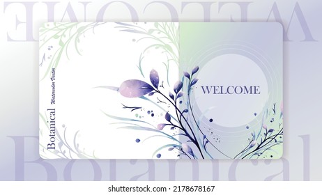 Botanical watercolor website template vector great for cards, banners, headers, party posters or decorate your artwork.