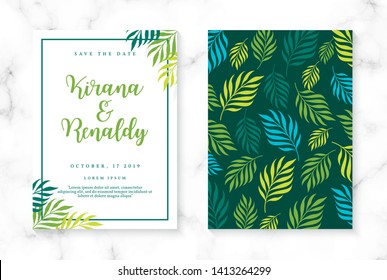 Botanical weddaing invitation template - vector