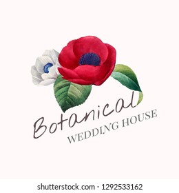 Botanical wedding house logo vector