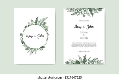 Botanical wedding invitation card template design, white and pink flowers on white background.