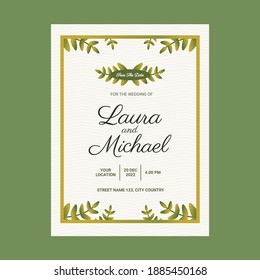 Diseño de la plantilla de la tarjeta de invitación para bodas botánicas con fondo floral. 10. Diseño editable.