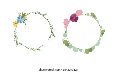 Botanical Wreath Floral Wreath Black White Stock Vector (Royalty Free ...