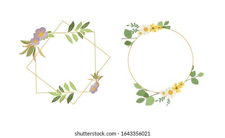 Botanical Wreath - Floral Wreath - Vector Illustration