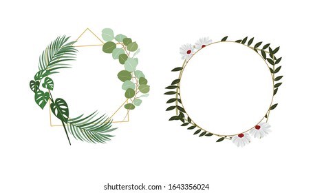 Botanical Wreath - Floral Wreath - Vector Illustration
