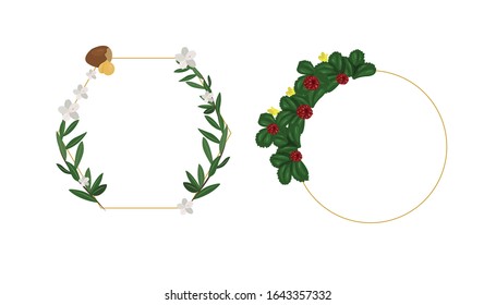 Botanical Wreath - Floral Wreath - Vector Illustration