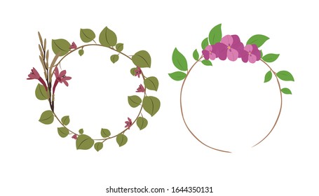 Botanical Wreath - Floral Wreath - Vector Illustration