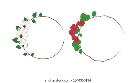 Botanical Wreath - Floral Wreath - Vector Illustration