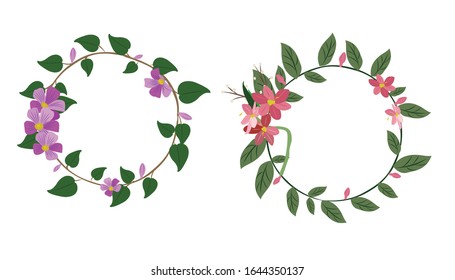 Botanical Wreath - Floral Wreath - Vector Illustration