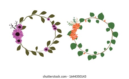 Botanical Wreath - Floral Wreath - Vector Illustration