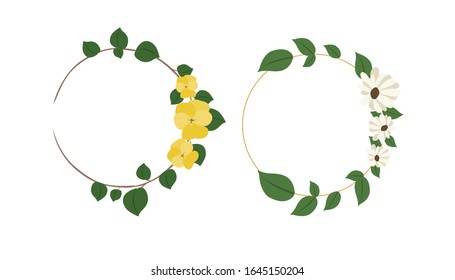 Botanical Wreath - Floral Wreath - Vector Illustration